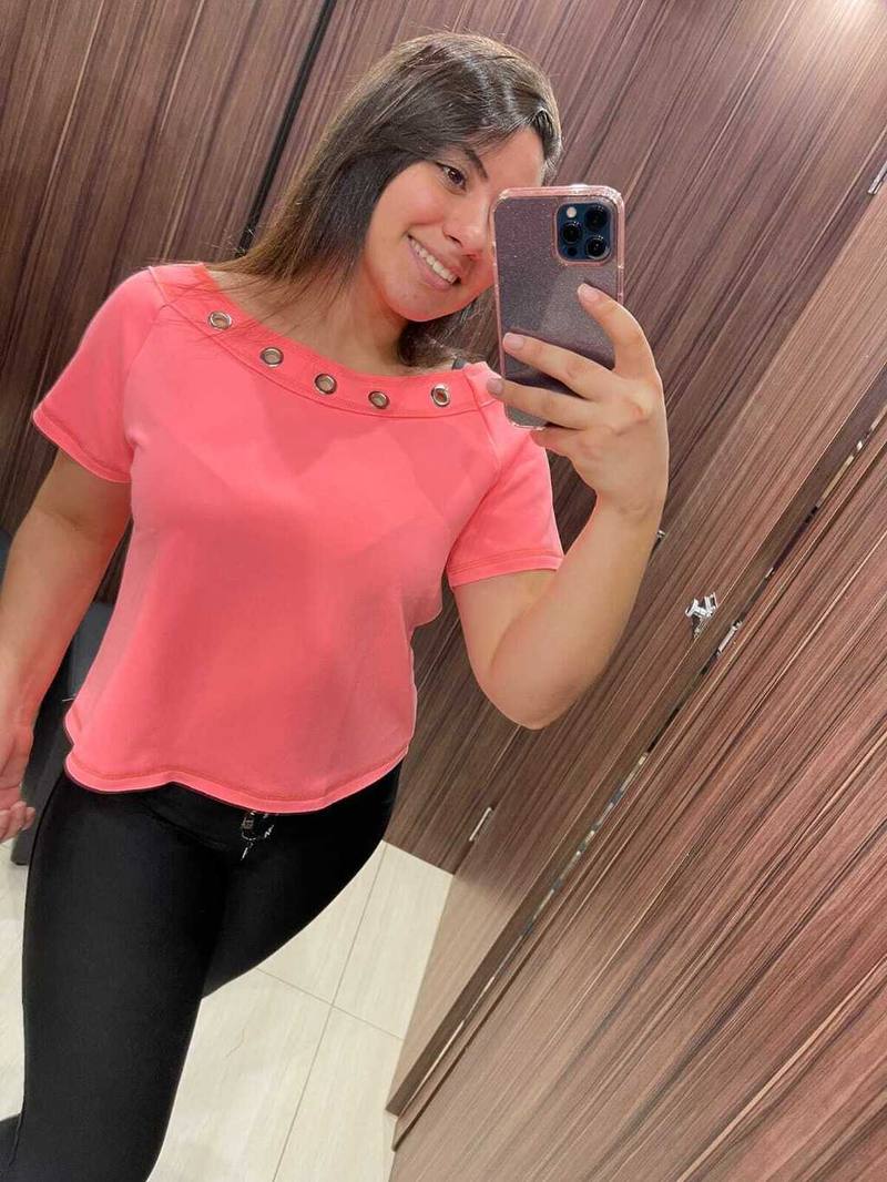 Blusa Manga Curta Movie Coral Neon Laranja Zig Zag