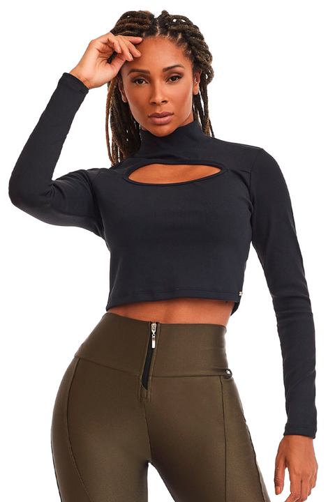 Cropped Manga Longa Posh / Preto/200
