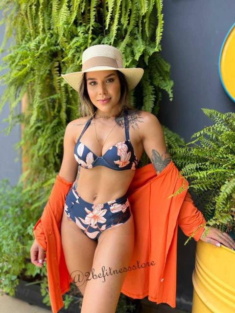 Biquini Meia Taça Flores