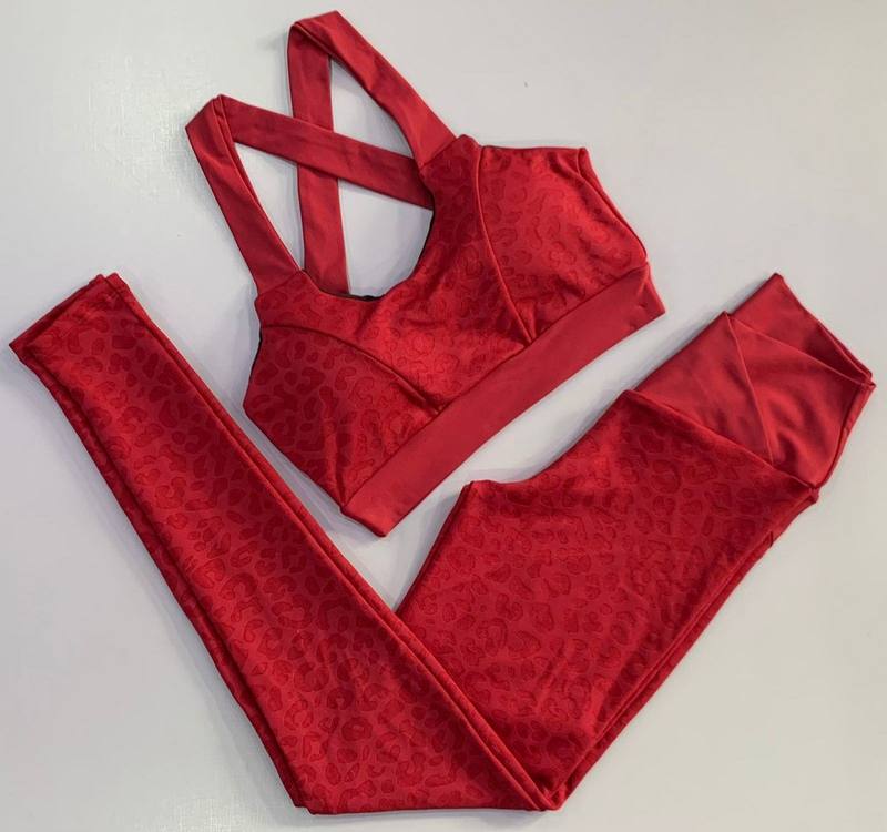 Conjunto Animal Print Legging +top Feline Vermelho, foto 2