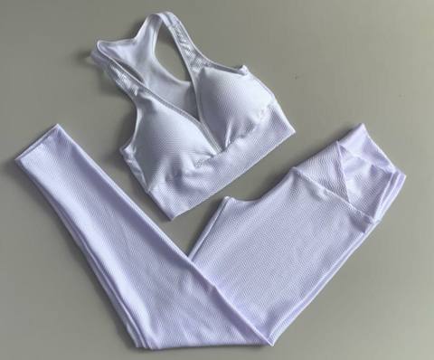 Conjunto Top e Legging Jacquard Zig Branco
