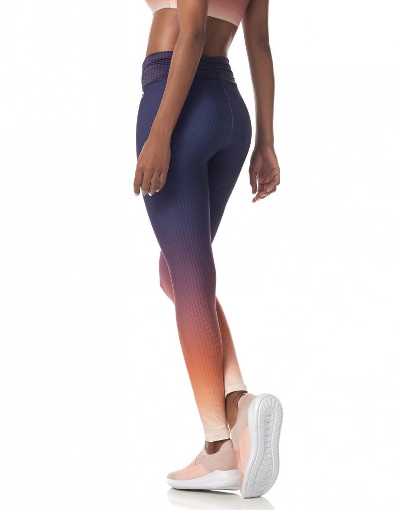 Legging Fuso Cos Frufru Topazio / Text. Marinho/Off/Laranja Neon, foto 3