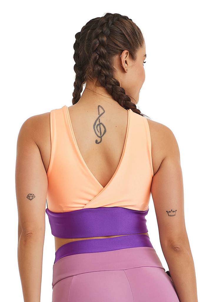 Top Cropped 2 em 1 Compress / Lilas Melissa/Laranja Energia, foto 6