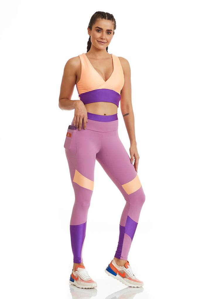 Top Cropped 2 em 1 Compress / Lilas Melissa/Laranja Energia, foto 7