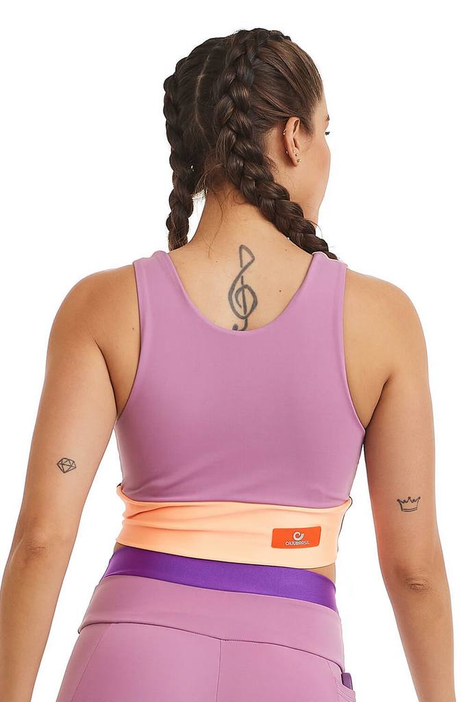 Top Cropped 2 em 1 Compress / Lilas Melissa/Laranja Energia, foto 5