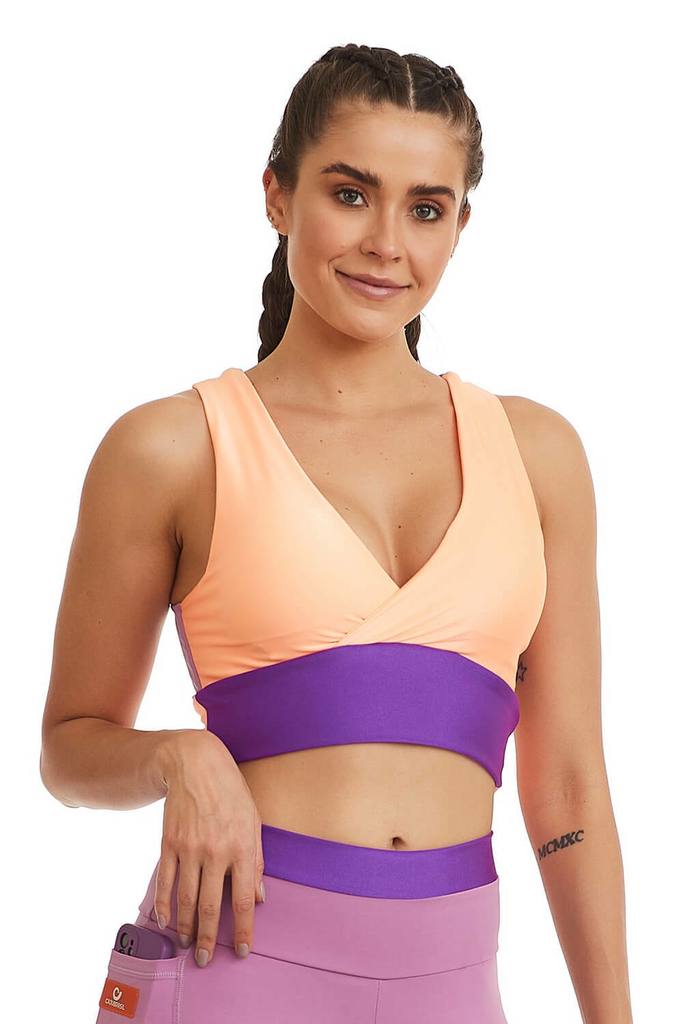 Top Cropped 2 em 1 Compress / Lilas Melissa/Laranja Energia, foto 4