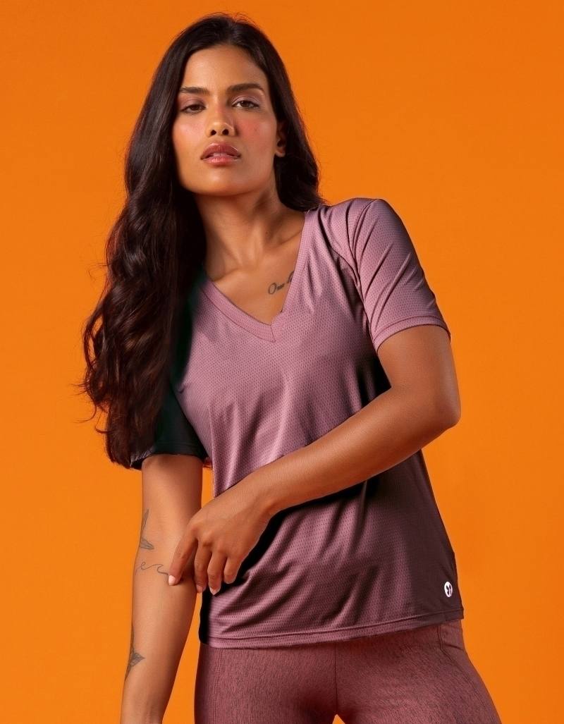Blusa Dry Fit Manga Curta Shanti - Rosa Callas