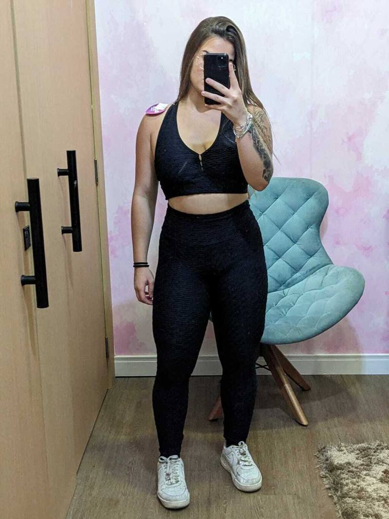 Conjunto Legging Mais Top Jacard Preto