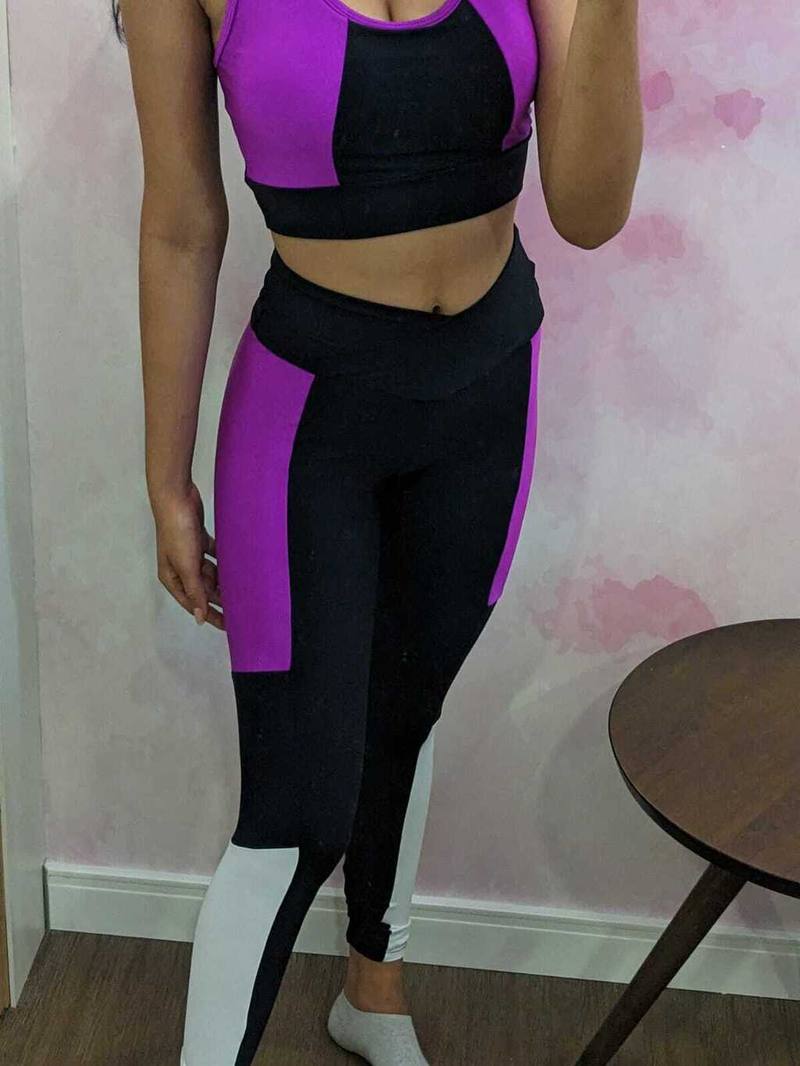 Conjunto Legging Fitness Aline Preto / Fucsia, foto 4