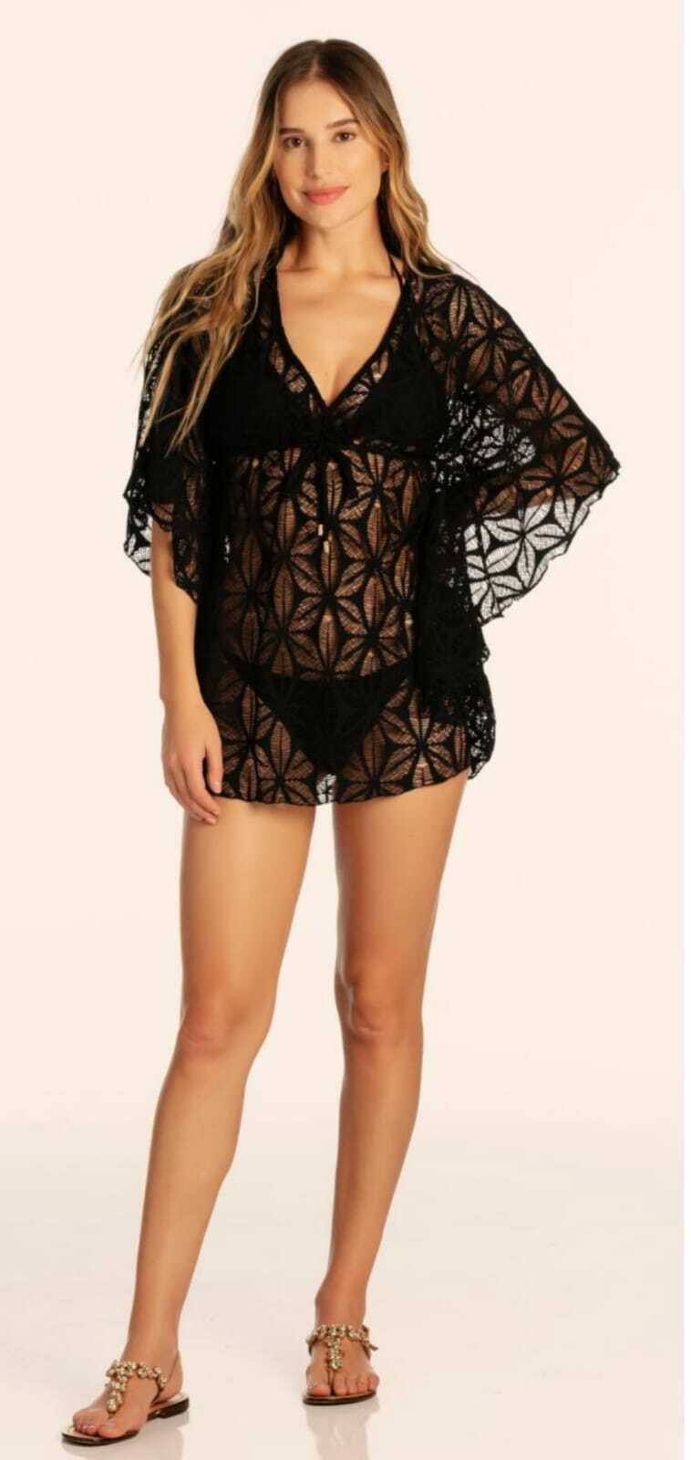 Blusa Kaftan Renda Galac Preta