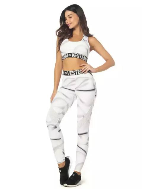 Conjunto Legging e Top Dakota - Water Branco com Cinza