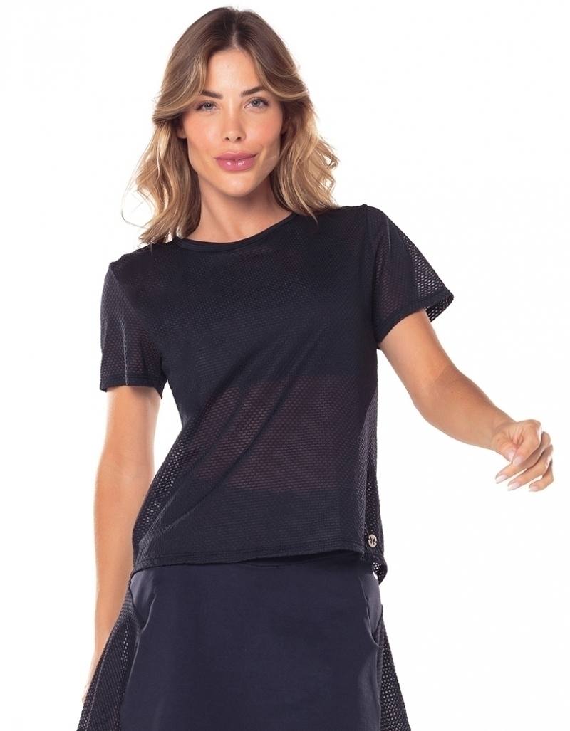 Blusa Manga Curta Costas Cléo - Preto, foto 2