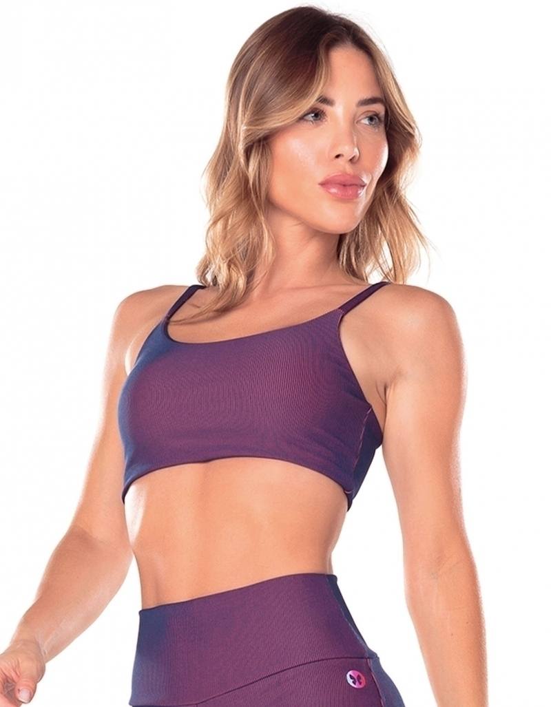 Top Alças Finas Fit - Marinho Escuridao/Rosa Electra, foto 10